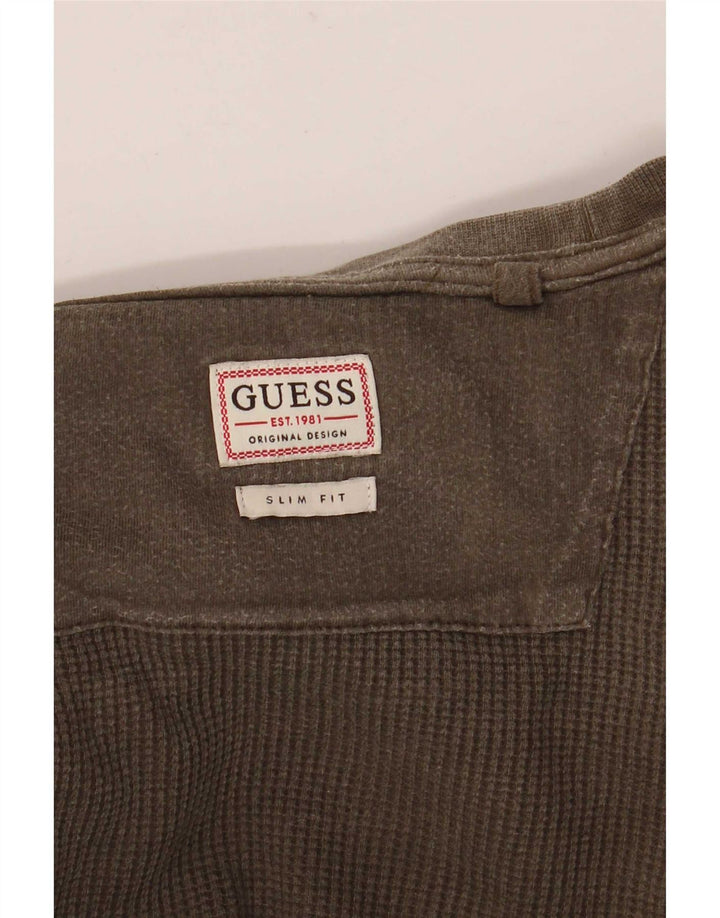 Guess Mens Slim Fit Top Μακρυμάνικο Μεσαίο Χακί