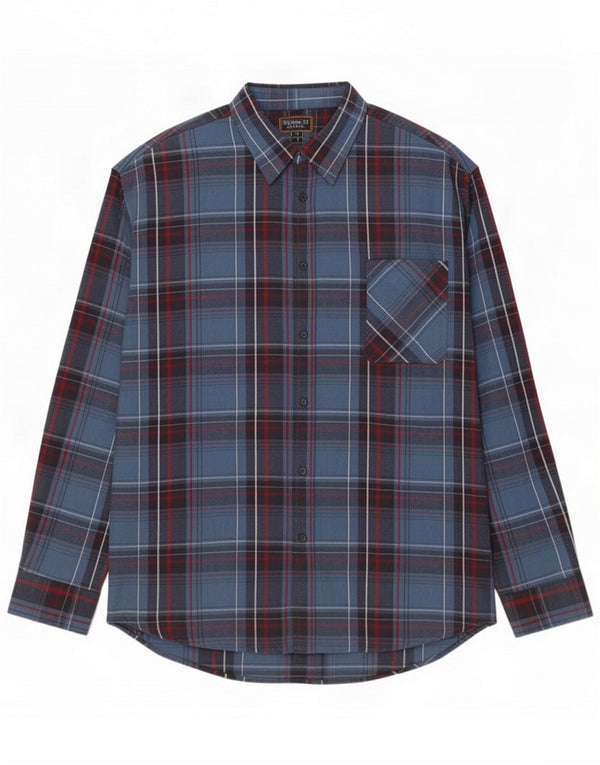 Atlas For Men Ανδρικό φανελένιο πουκάμισο 4XL Blue Check Cotton