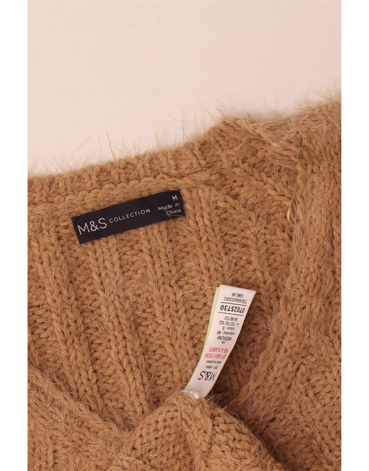 Marks & Spencer Γυναικείο πουλόβερ με λαιμόκοψη με V λαιμόκοψη UK 14 Medium Beige Polyester