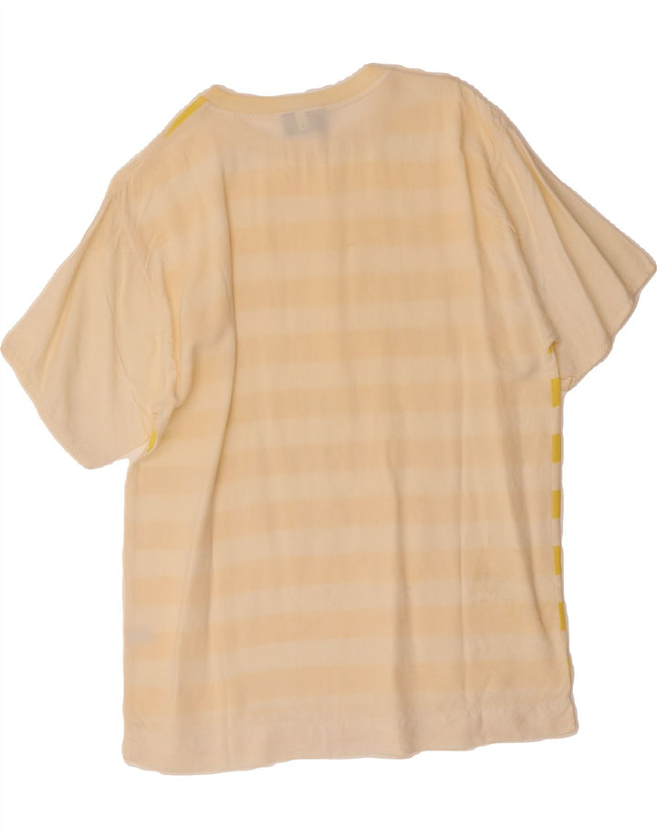 STEFANEL Mens T-Shirt Top Small Yellow Striped Viscose Vintage Stefanel and Second-Hand Stefanel from Messina Hembry 