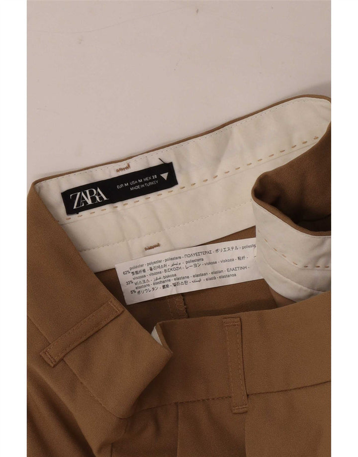 Zara Γυναικείο Σορτς Chino με ψηλόμεσο καρφωτό μεσαίο W28 καφέ πολυεστέρας