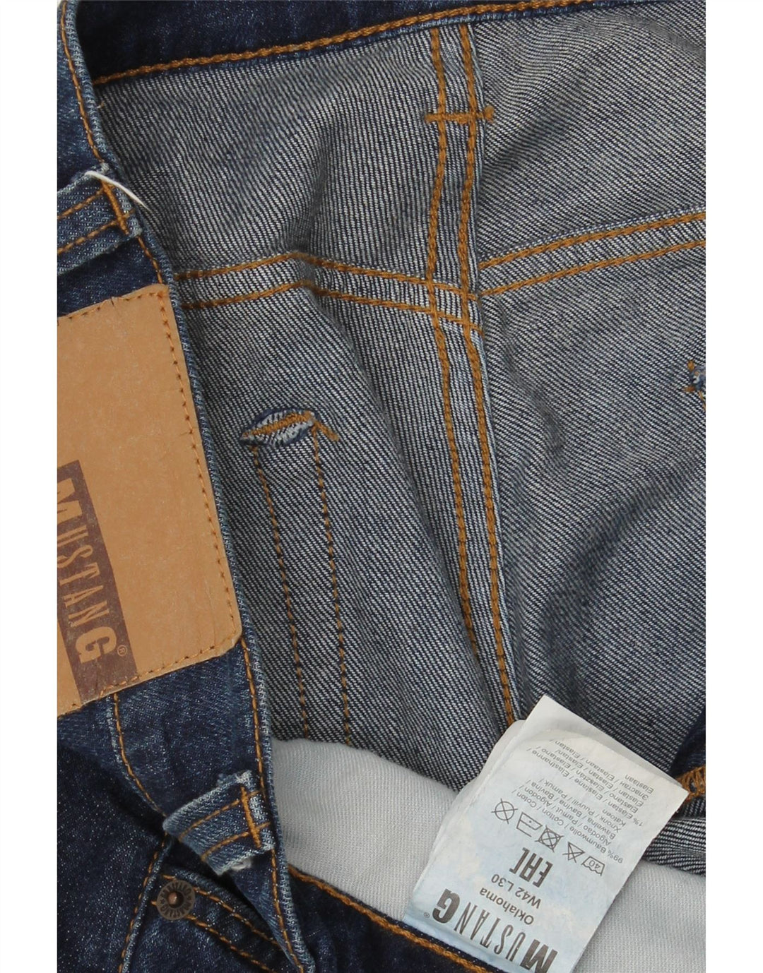 MUSTANG Womens Oklahoma Straight Jeans W42 L30 Blue Cotton Vintage Mustang and Second-Hand Mustang from Messina Hembry 