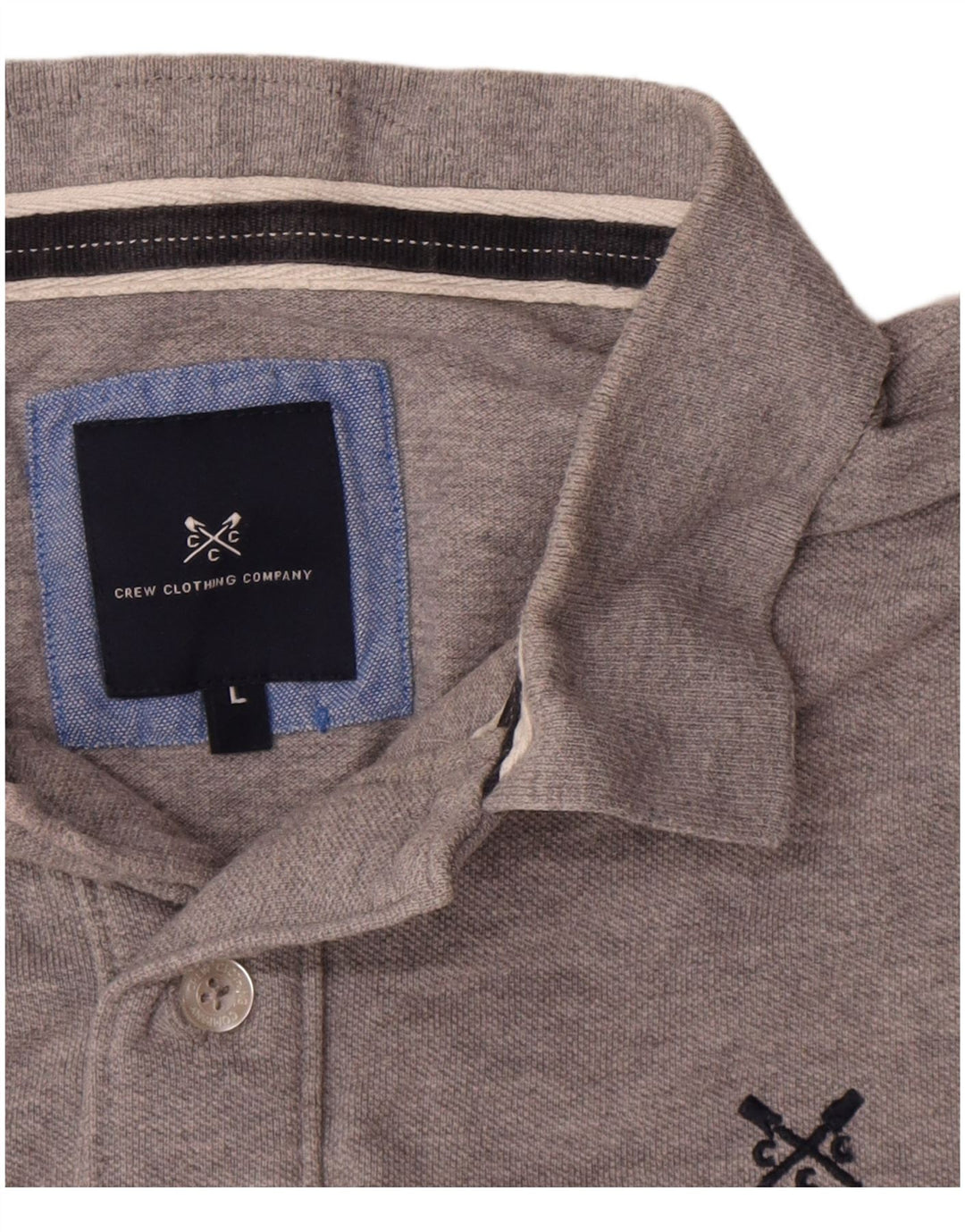 Crew Clothing Ανδρικό πουκάμισο πόλο μεγάλο γκρι βαμβακερό