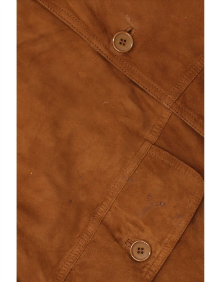 Vintage Ανδρικό Suede Bomber Jacket IT 50 Large Brown Δερμάτινο