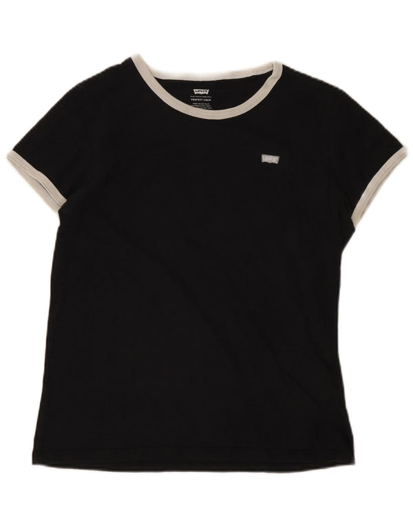 Levi's Womens Perfect Crew T-Shirt Top 10 Small Black Colourblock Cotton