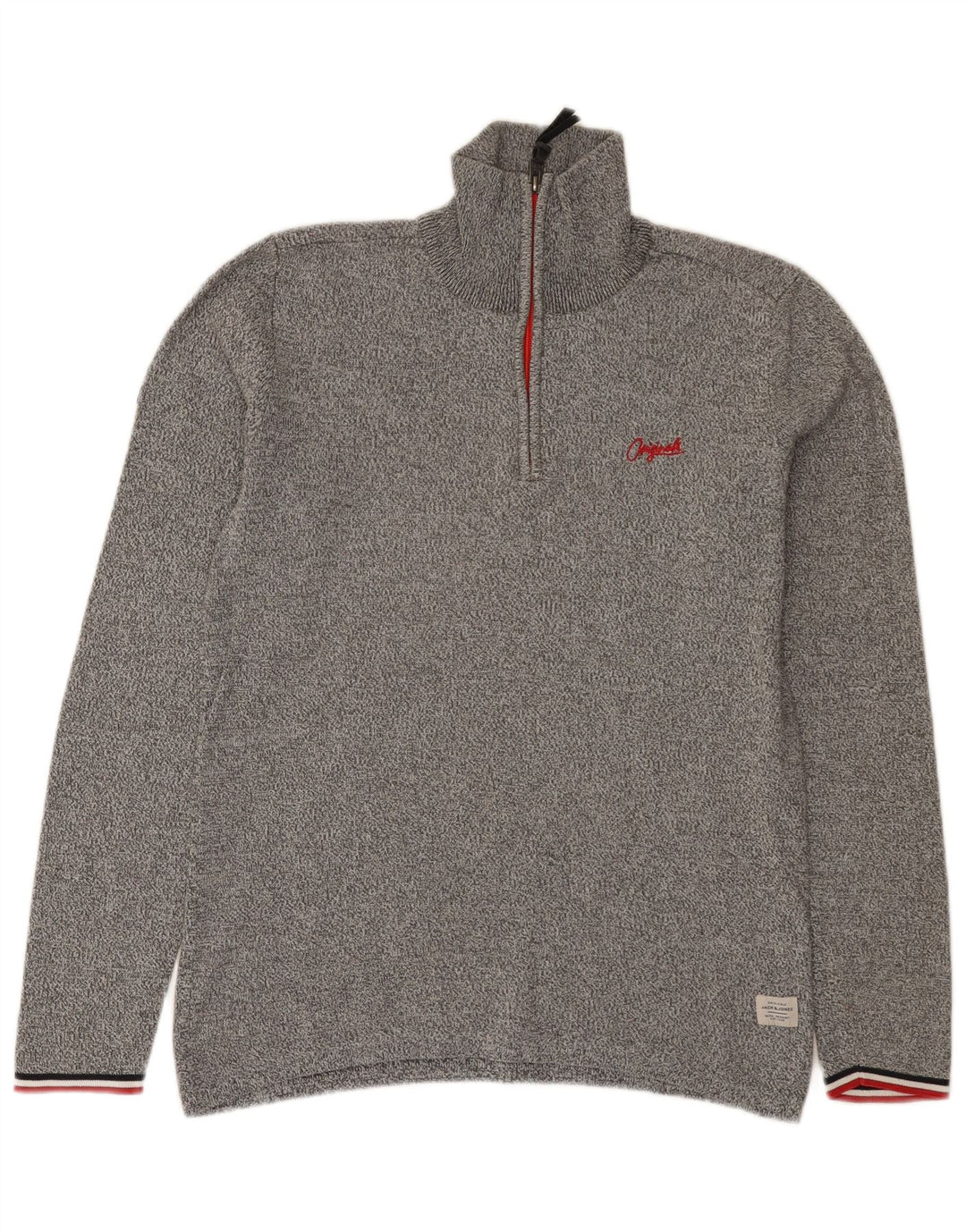 Ανδρικό πουλόβερ Jack & Jones με φερμουάρ σε γκρι μικρό φλύκταινα
