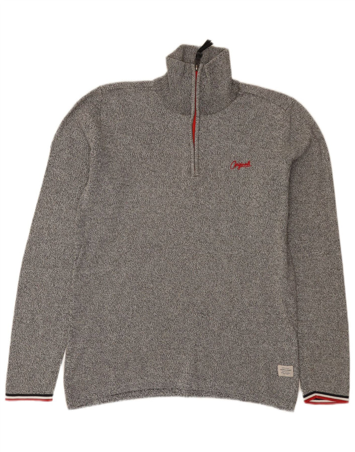 Ανδρικό πουλόβερ Jack & Jones με φερμουάρ σε γκρι μικρό φλύκταινα