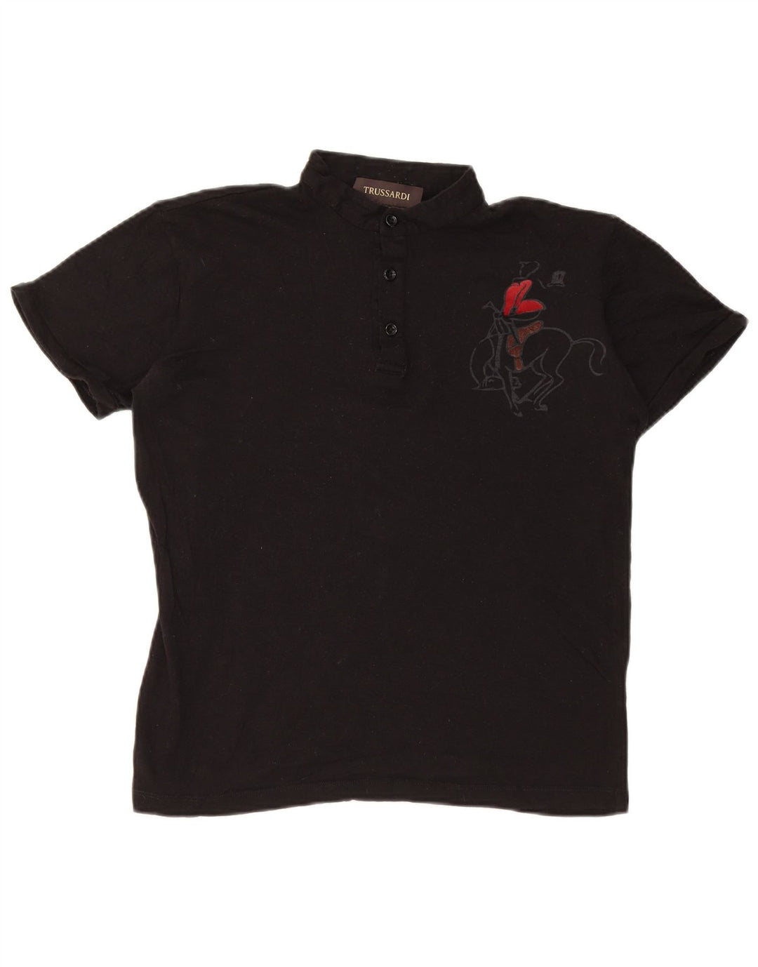 Γυναικείο γραφικό πόλο μπλουζάκι Trussardi UK 14 Medium μαύρο