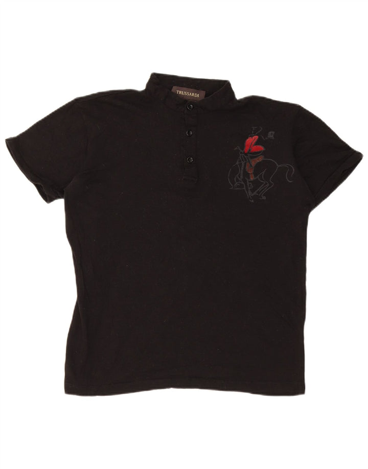 Γυναικείο γραφικό πόλο μπλουζάκι Trussardi UK 14 Medium μαύρο