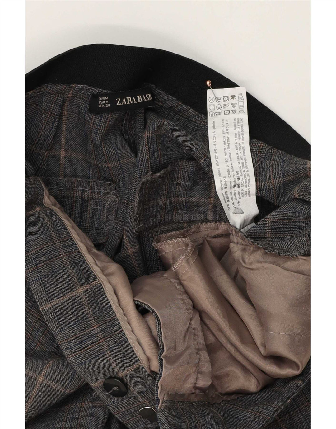 Zara Γυναικείο Slim παντελόνι Chino Medium W28 L26 Grey Check Polyester