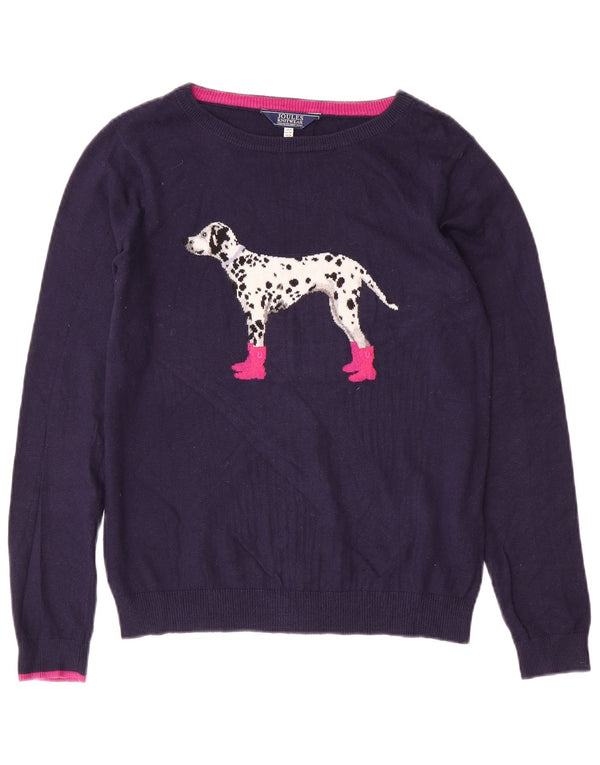 Joules Γυναικείο γραφικό πουλόβερ με λαιμόκαυστο UK 8 Small Navy Blue Cotton