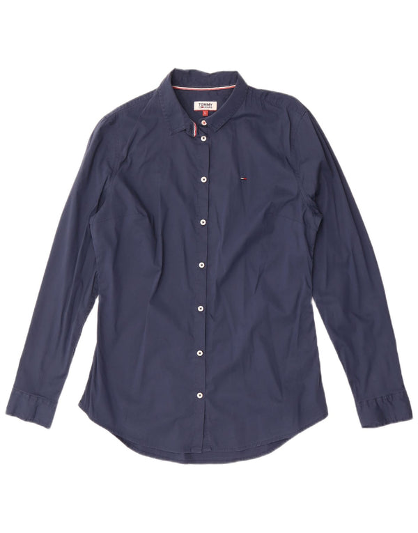 Tommy Hilfiger Γυναικείο πουκάμισο UK 14 Large Navy Blue από βαμβάκι