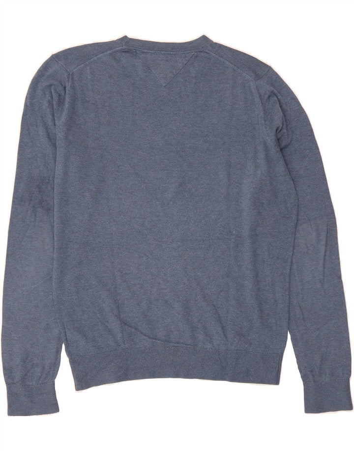 TOMMY HILFIGER Mens Crew Neck Jumper Sweater Medium Blue Cotton Vintage Tommy Hilfiger and Second-Hand Tommy Hilfiger from Messina Hembry 
