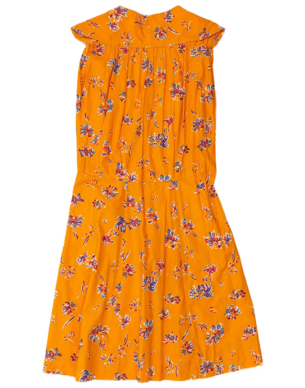 Vintage γυναικείο αμάνικο Sundress UK 10 Small Yellow Floral
