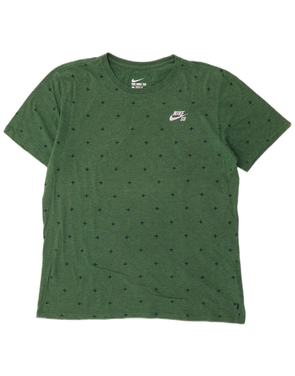 Nike Mens Athletic Cut Abstract Pattern T-Shirt Top Large Green Cotton