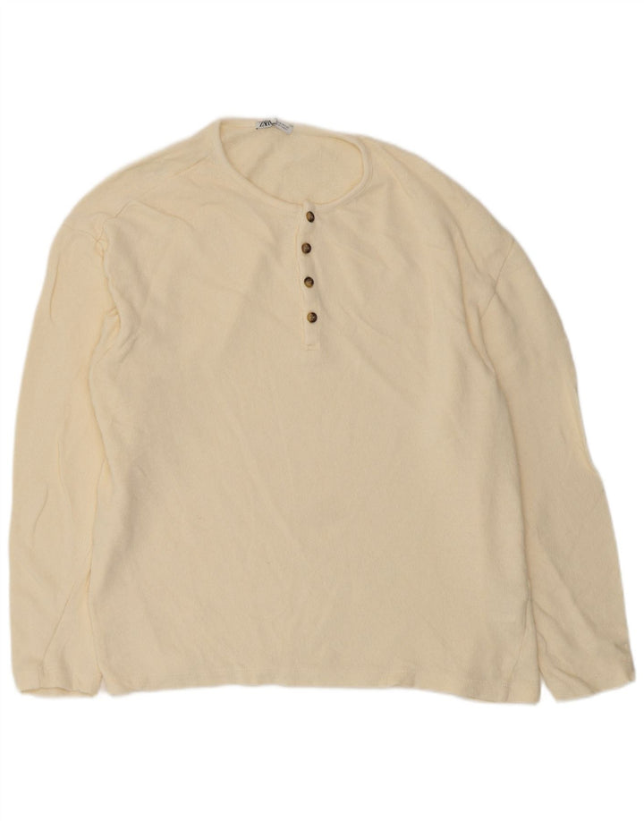 Zara Γυναικεία Μπλούζα Τοπ UK 18 XL Off White Βαμβακερό