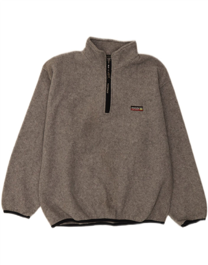 INVICTA Mens Zip Neck Fleece Jumper Medium Grey Polyester