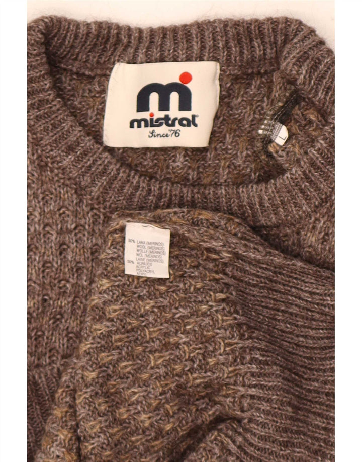 Ανδρικό πουλόβερ Mistral Crew Neck Jumper Μεγάλο Καφέ Μαλλί