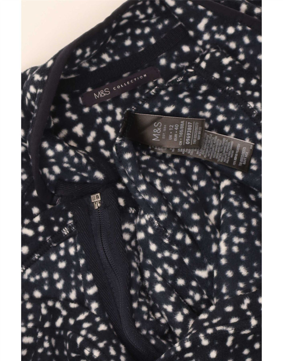 Marks & Spencer Γυναικείο Fleece Jacket UK 12 Medium Navy Blue Spotted