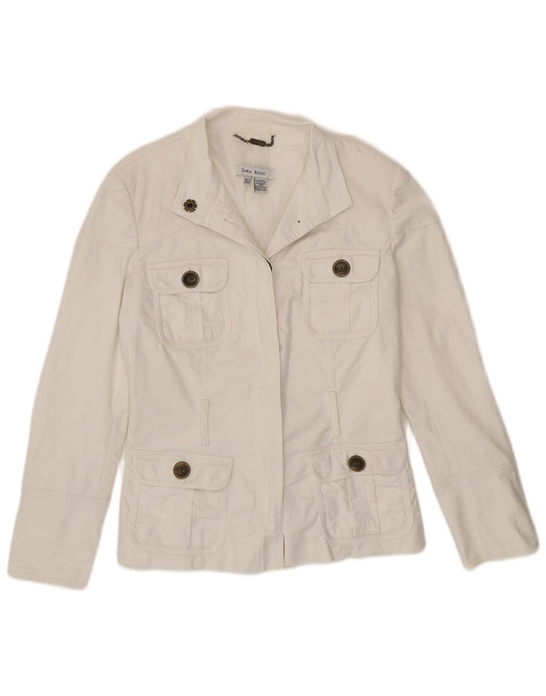 Zara Γυναικείο Μπουφάν Blazer Utility UK 12 Μεσαίο λευκό βαμβακερό