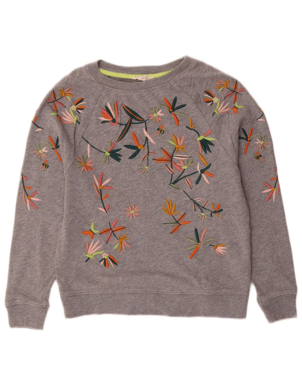 WHITE STUFF Γυναικείο Φούτερ Jumper UK 6 XS Γκρι φλοράλ βαμβακερό