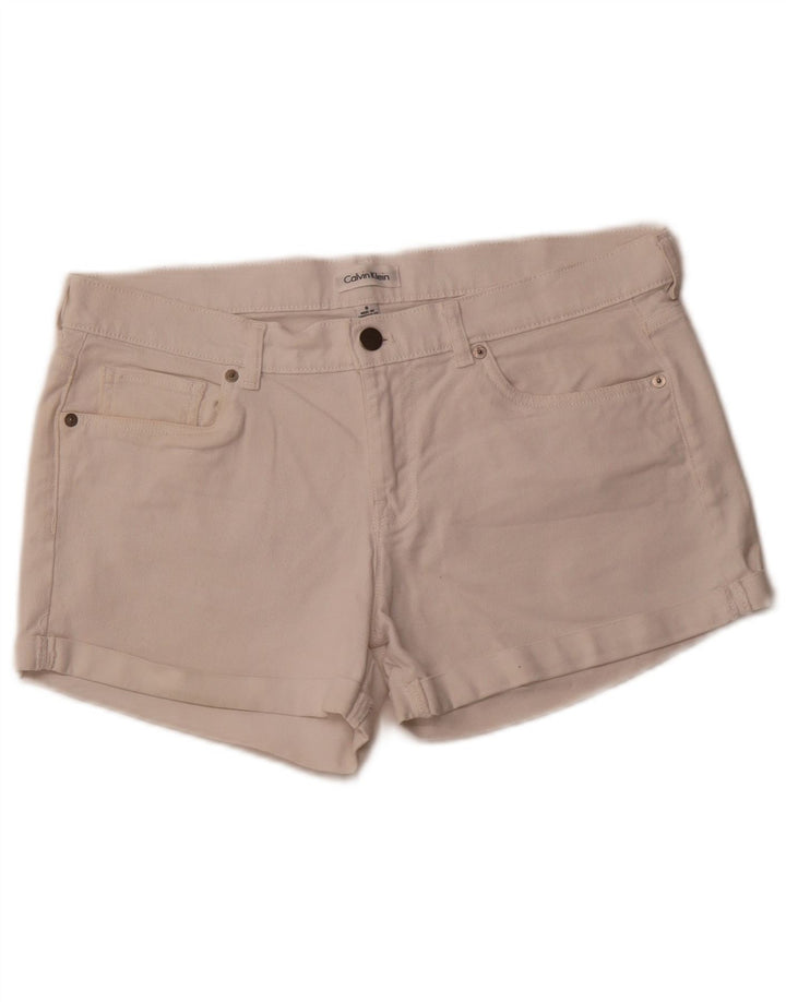 CALVIN KLEIN Γυναικείο τζιν σορτς US 8 Medium W32 Λευκό βαμβακερό