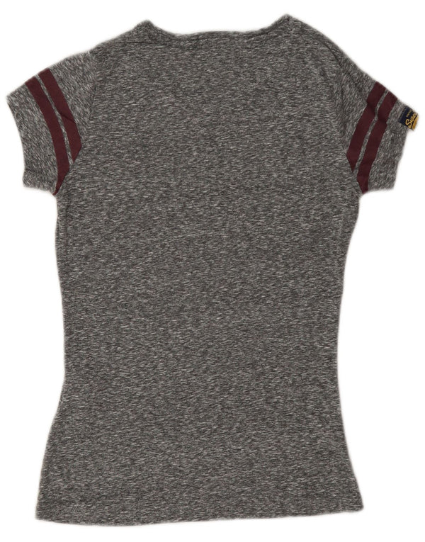 Γυναικείο γραφικό μπλουζάκι Superdry Top UK 6 XS με γκρι φλύκταινες πολυεστέρας