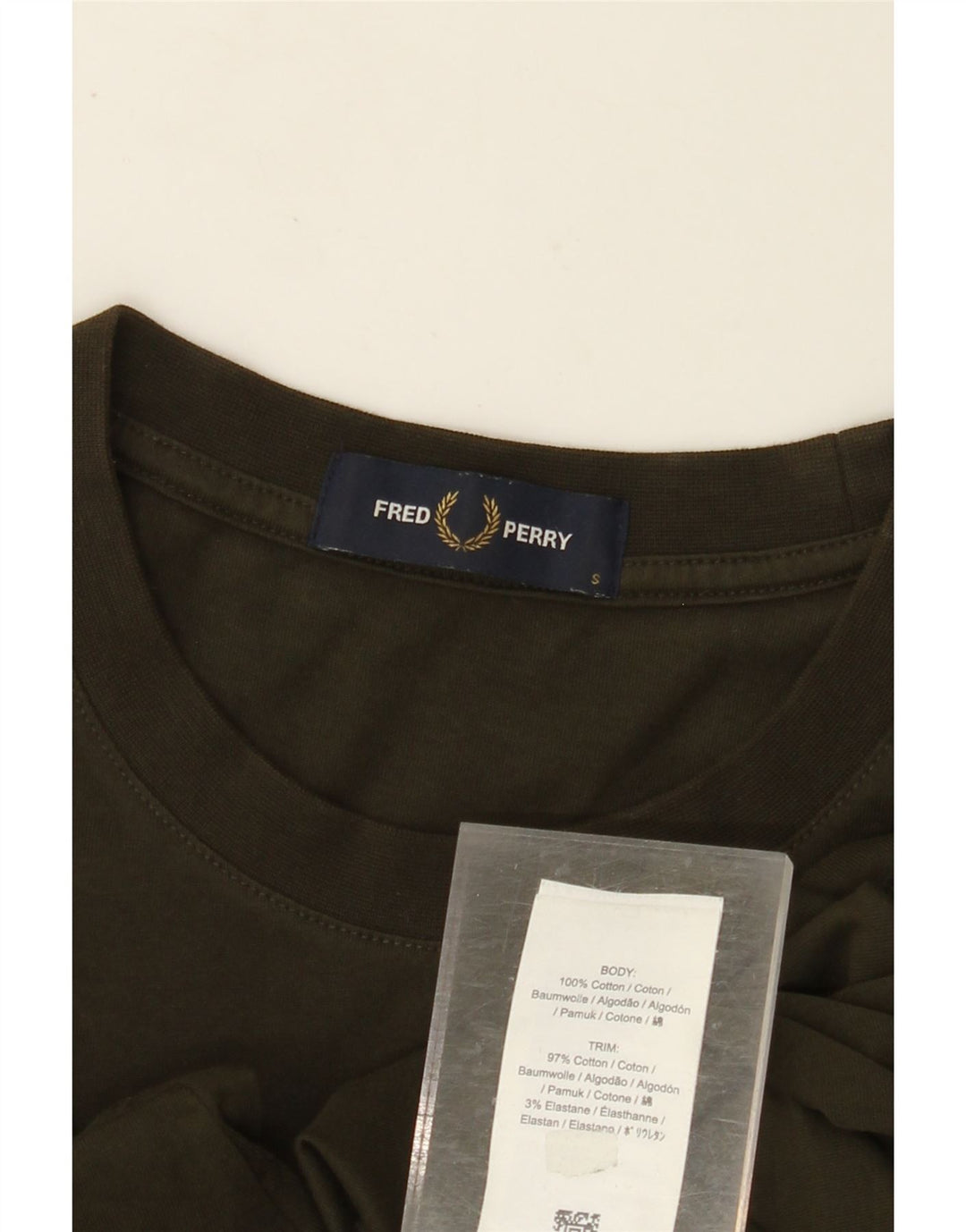 FRED PERRY Ανδρικό γραφικό T-Shirt Top Μικρό Χακί Βαμβακερό