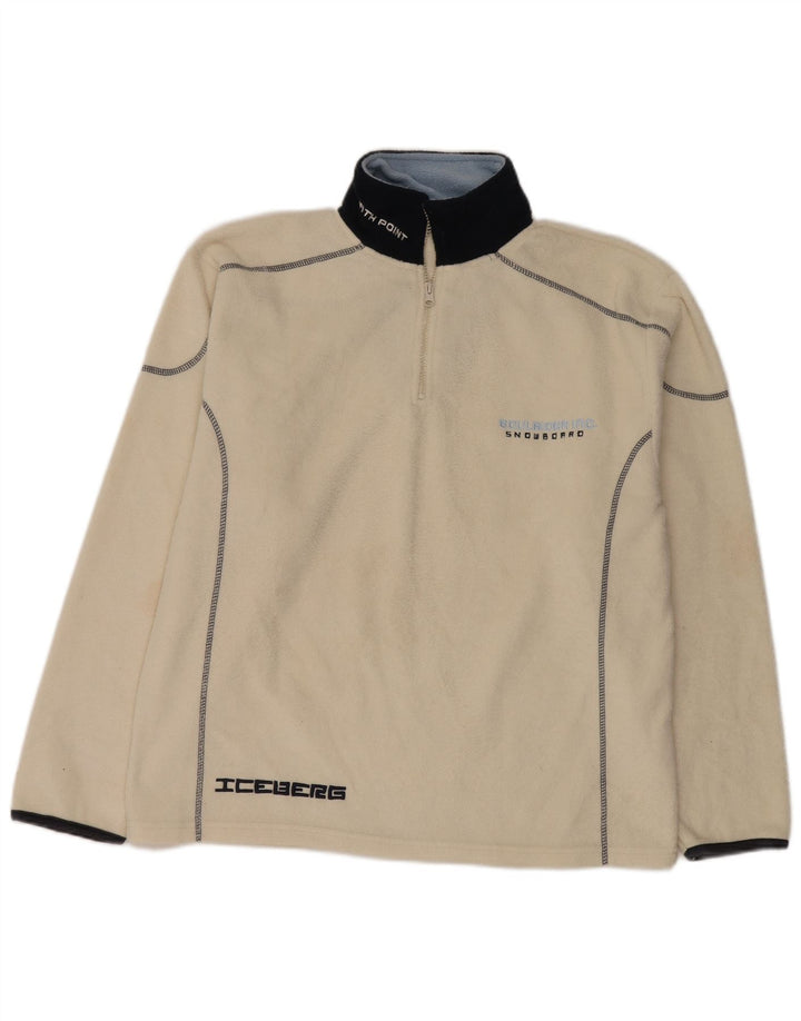 Iceberg ανδρικό φερμουάρ Fleece Jumper XL Λευκό Colourblock Πολυεστέρας