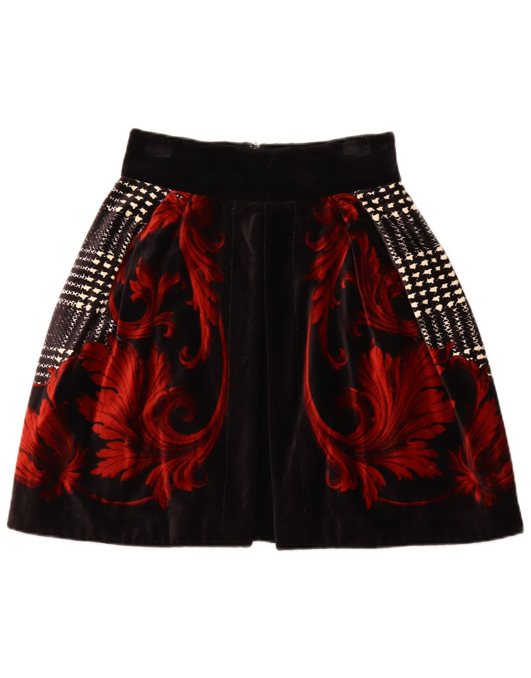 BYBLOS Γυναικεία βελούδινη φούστα σε γραμμή Α IT 42 Medium W28 Μαύρη φλοράλ βαμβακερή