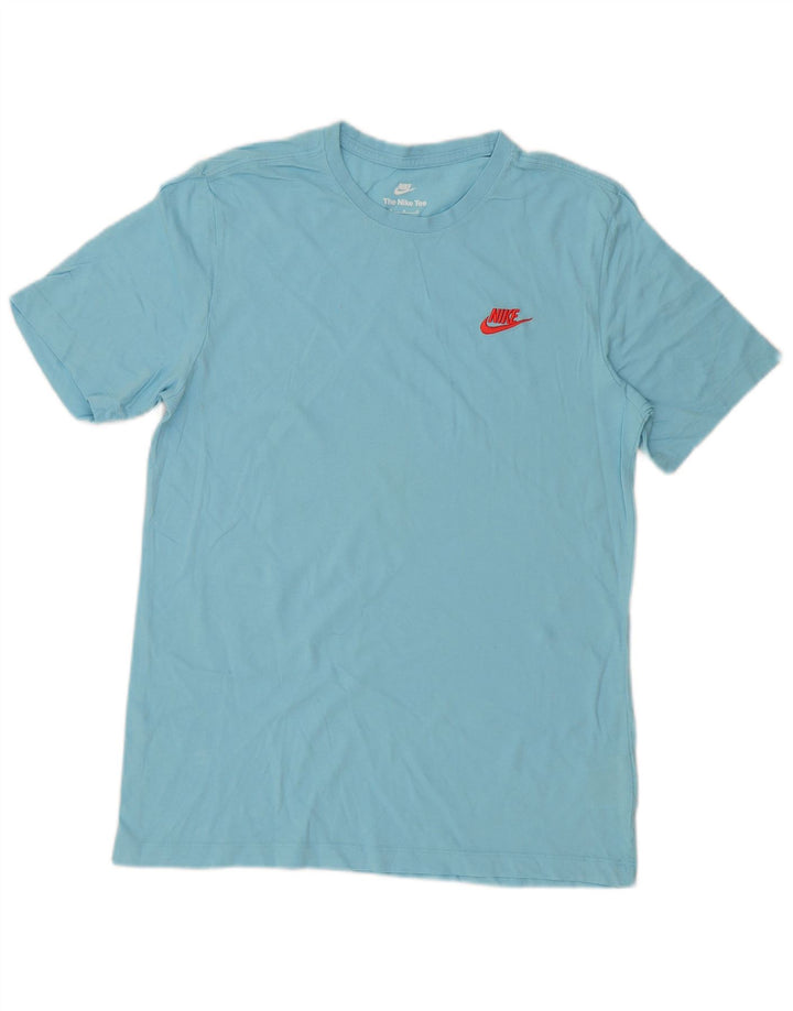 Γυναικείο T-Shirt Nike τοπ UK 14 μεσαίου μπλε βαμβακερό