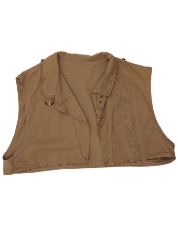 Vintage Γυναικείο Crop Liner Γιλέκο UK 22 3XL Μπεζ