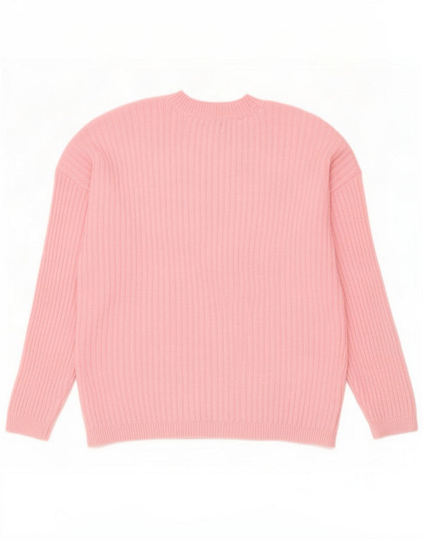Marks & Spencer Womens Crew Neck Jumper πουλόβερ UK 16 Large Pink Polyester