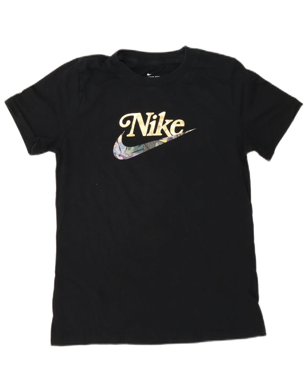 Γυναικείο γραφικό μπλουζάκι Nike τοπ UK 10 Small Navy Blue από βαμβάκι
