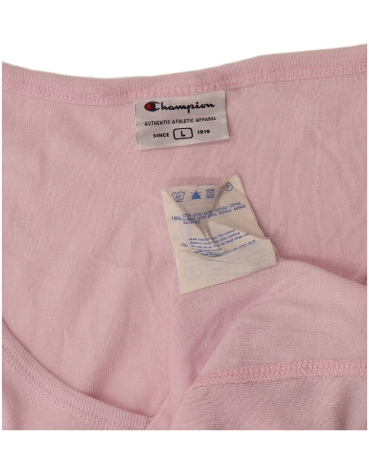 CHAMPION Γυναικείο T-Shirt Top UK 14 μεγάλο ροζ βαμβακερό