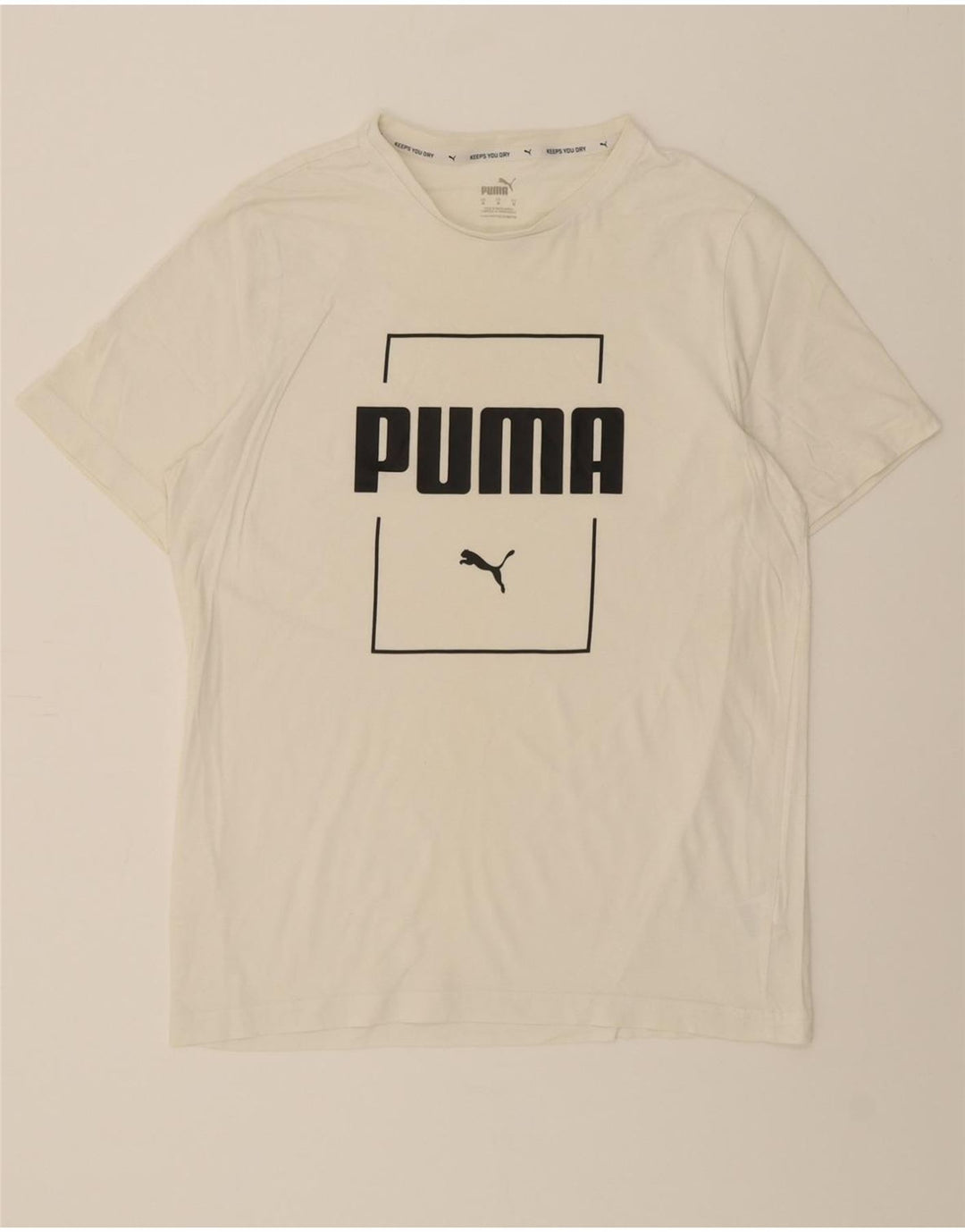 PUMA Mens Graphic T-Shirt Top Medium White Cotton Vintage Puma and Second-Hand Puma from Messina Hembry 