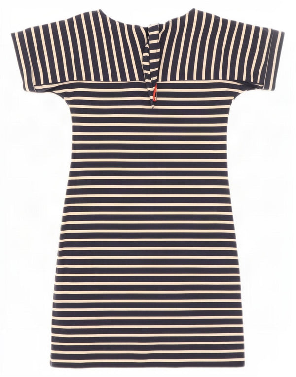 Weird Fish Γυναικείο T-Shirt Φόρεμα UK 8 Small Navy Blue ριγέ βαμβακερό