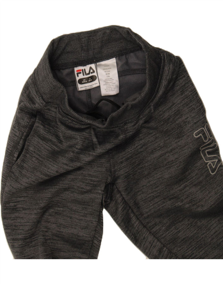 FILA Boys Graphic Tracksuit Trousers Joggers 7-8 Years Medium Grey Striped Vintage Fila and Second-Hand Fila from Messina Hembry 