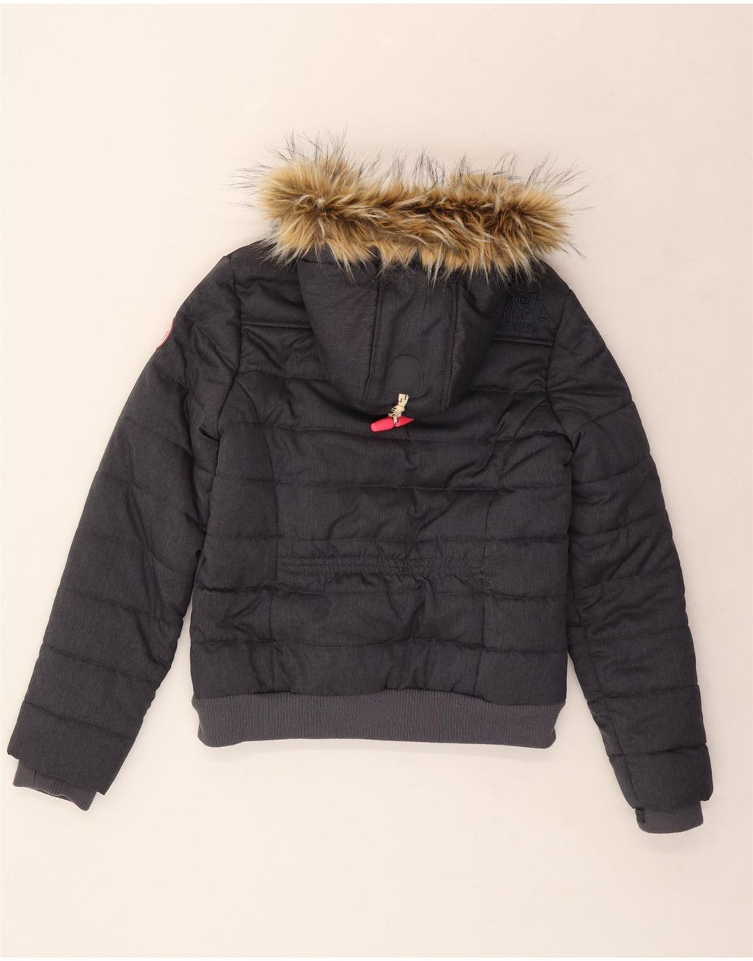 SUPERDRY Γυναικείο μπουφάν με κουκούλα με επένδυση UK 14 Μεγάλο Navy Blue Polyester