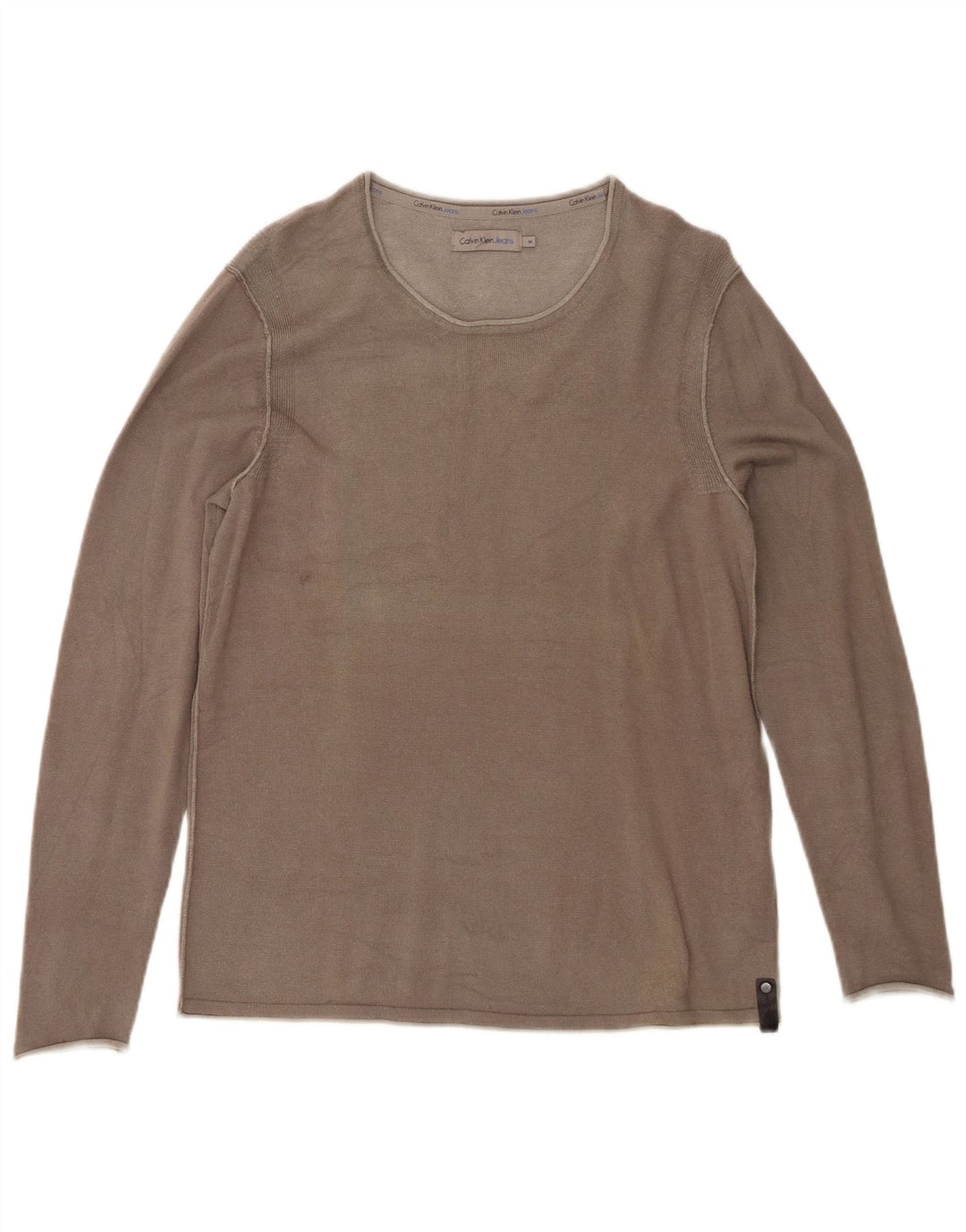 CALVIN KLEIN JEANS Womens Top Long Sleeve UK 14 Medium Grey Cotton