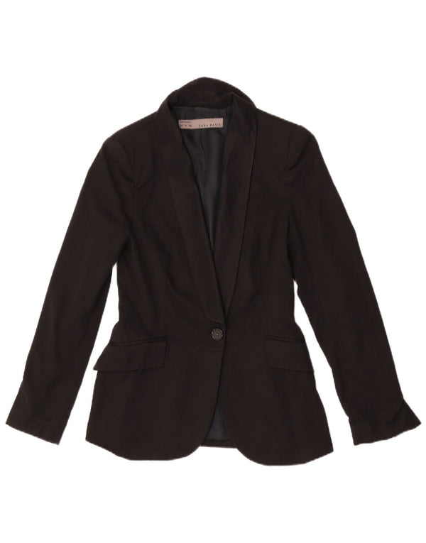 Zara Γυναικείο Μπουφάν 1 Κουμπί Blazer UK 10 Small Black Polyester