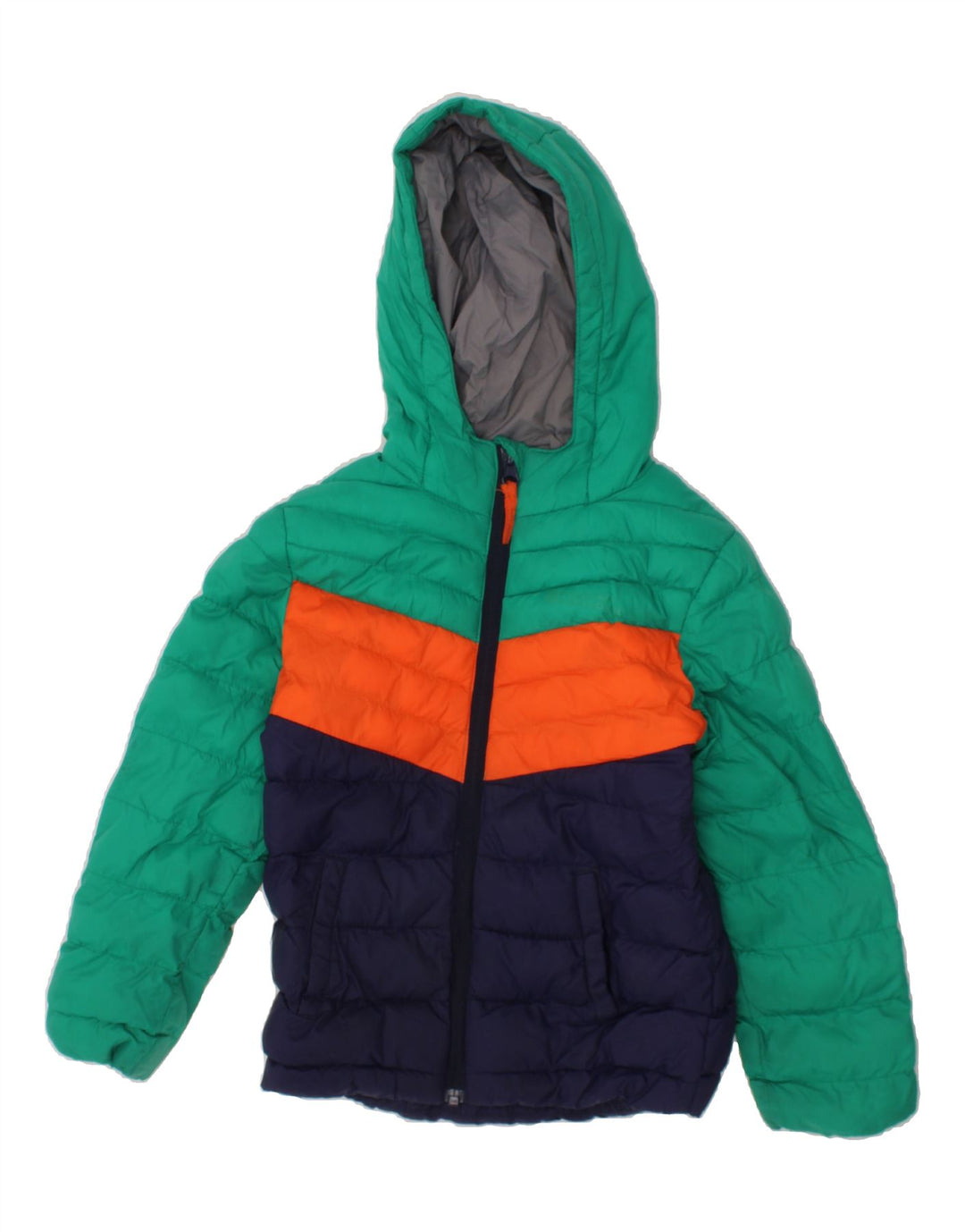 MOUNTAIN WAREHOUSE Boys Hooded Padded Jacket 3-4 Years Green Colourblock Vintage Mountain Warehouse and Second-Hand Mountain Warehouse from Messina Hembry 