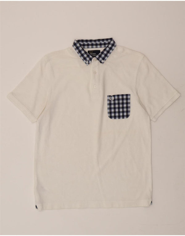 Fred Perry Ανδρικό πουκάμισο ράγκμπι πόλο με λεπτή εφαρμογή, μεγάλο λευκό βαμβακερό