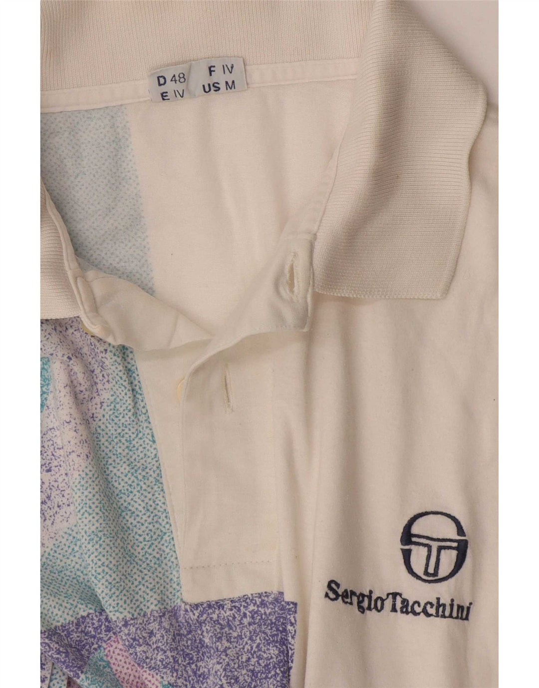 Sergio Tacchini Ανδρικό Πόλο Μπλουζάκι Μεσαίο Λευκό Γεωμετρικό