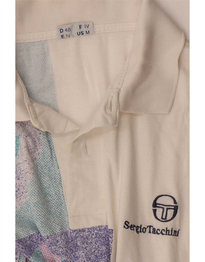 Sergio Tacchini Ανδρικό Πόλο Μπλουζάκι Μεσαίο Λευκό Γεωμετρικό
