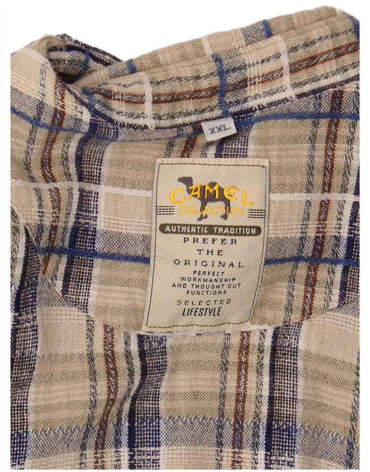 Ανδρικό κοντομάνικο πουκάμισο Camel Active 2XL Beige Check