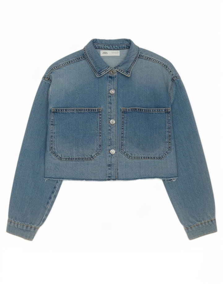 Zara Girls Crop Τζιν μπουφάν 11-12 ετών Μπλε Βαμβακερό