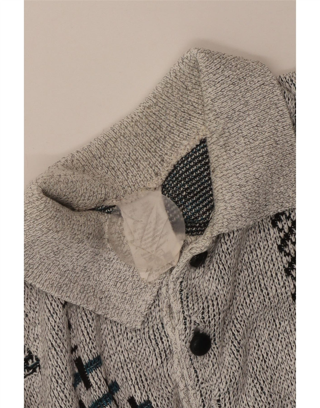 Vintage ανδρικό πουλόβερ με λαιμόκοψη UK 38/40 μεσαίου γκρι γεωμετρικό