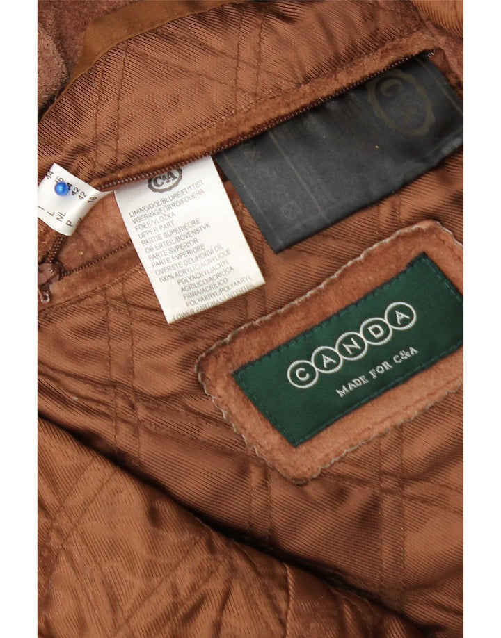 C&A Γυναικείο παλτό Canda Suede Windbreaker UK 16 Δερμάτινο μεγάλο καφέ
