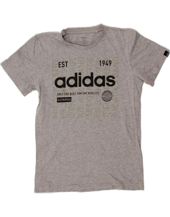 ADIDAS Mens Graphic T-Shirt Top Small Grey Cotton Vintage Adidas and Second-Hand Adidas from Messina Hembry 